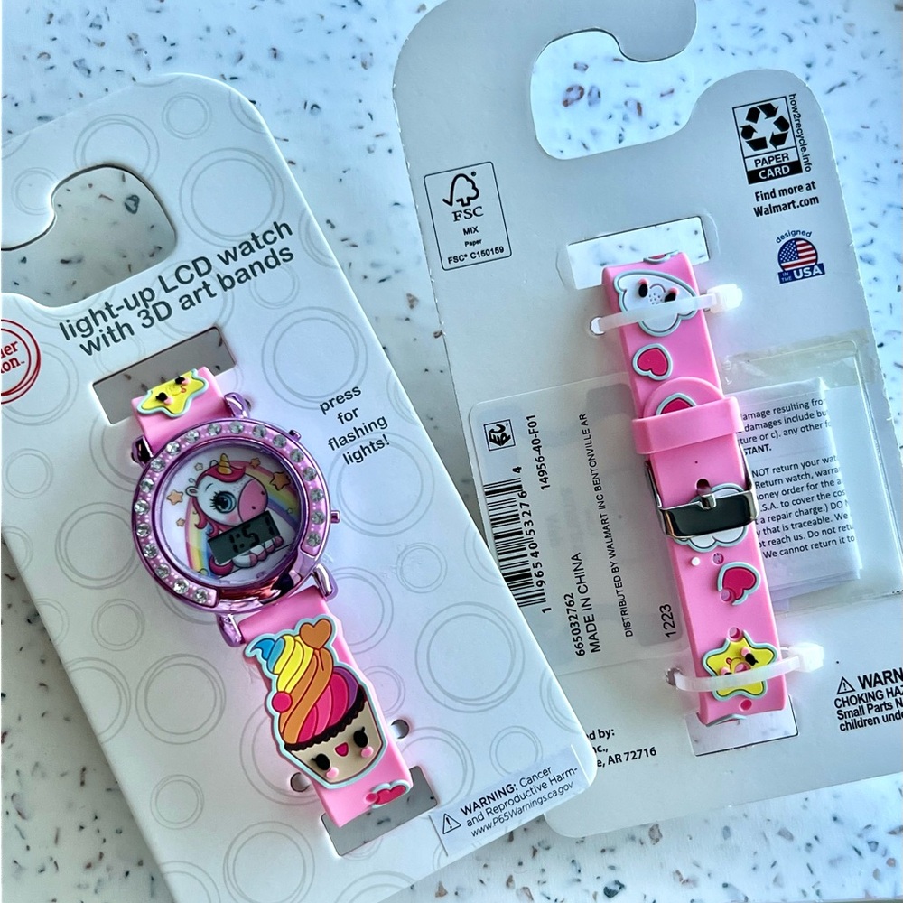 Wonder Nation Pink Light-Up Kids Watch with 3D Art 
( one only)